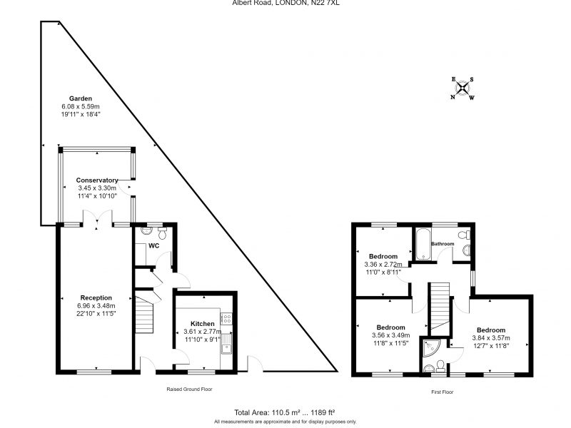 Three double bedroom, two bathroom maisonette with decked garden in N22, N10, N12